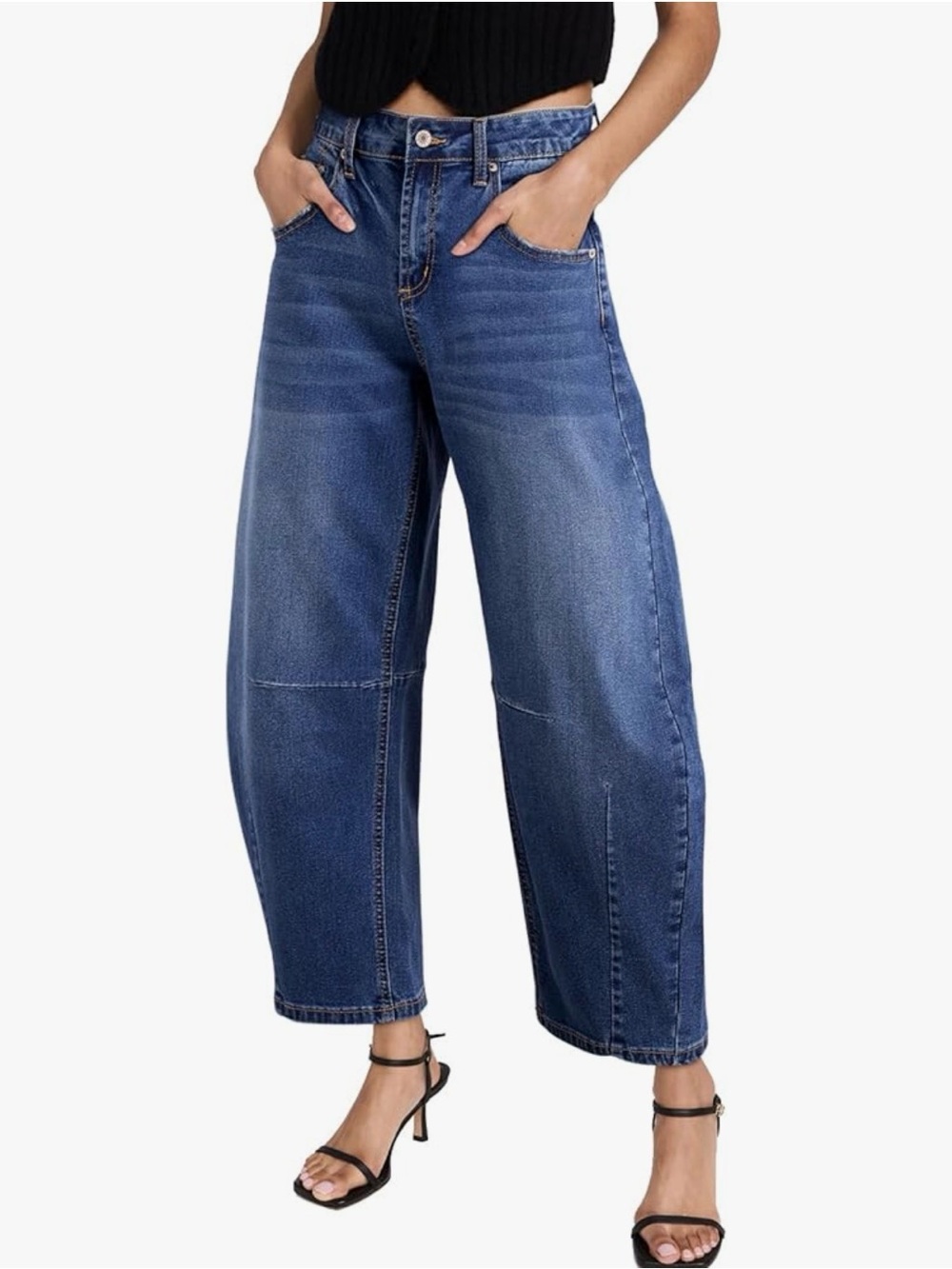 Sidefeel Women's Barrel Jeans Wide Leg Vintage Mid Rise Baggy Boyfriend Ankle